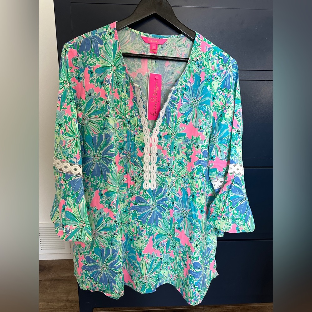 NWT Lilly Pulitzer XL Hollie Tunic Soleil Pink